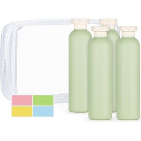 WantGor Squeeze Bottles with Flip Cap, 4Pcs Large Empty Refillable Plastic Leak Proof Travel Bottles for Shampoo, Conditioner, Creams, Lotion