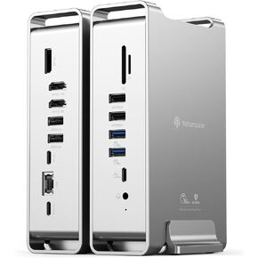 Yottamaster 15-in-1 DisplayLink Dock USB C Docking Station Dual Monitor 4K 60HZ with 2 HDMI & DisplayPort Compatible with Windows, Mac Laptops with Ethernet, 100W PD, 8 USB Ports, Audio,SD/TF