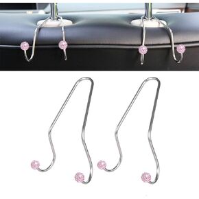 Bling Car Seat Hooks, Rhinestone Universal Organizer Hooks Car Headrest Hangers Hooks, Bag Organizers Rack and Hanger, Strong and Durable Auto Backseat Storage Hooks (A-Black)