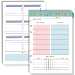 Weekly Planner Undated Weekly TO DO List Notepads Organizer Habit Tracker Weekly Task Planner Checklist A5 Planner Inserts 6 Ring Binder,104 Sheets 208 Pages Undated Project Planner for Organized in Kuwait