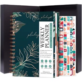 PLANBERRY Hourly Schedule Planner Premium – Undated Weekly Organizer with Time Slots & Monthly Budget – Time Management, Goal Setting, to-Do List & Habit Tracker –6.9″x8.5″(Green Pastures)