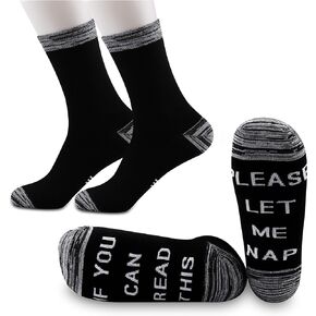 JXGZSO 2 Pairs Napping Socks Nap Time Socks If You Can Read This Please Let Me Nap Socks Gift For Men Or Women