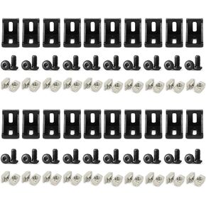3030 Series Aluminum Profile Connector Set, 20pcs Black Corner Bracket, 40pcs M6 T Nuts and M6X10 Hex Screw Bolt for 30S 30X30 Aluminum Extrusion Profiles Rail Accessories