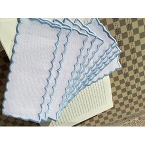 10pcs of Blue Scalloped Edged 14count aida Fabric Bookmarks to do Cross Stitch,Cotton aida Fabric,Stitch Area 30x100 aida,Outside size9x20cm, Blank Cross Stitch Bookmarks