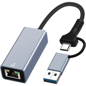USB 3.0 to Ethernet Adapter with USB C to RJ45 Gigabit LAN 1000 Mbps Wired Network, Ethernet to USB Type-C 10/100/1000Mbps Network Adapter for Windows XP, MAC OS, Linux, Vista 7 8 10 11 More
