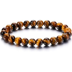 Jovivi Crystal Bracelets for Women Men - 8mm Handmade Natural Semi Precious Gemstone Beaded Bracelets, Round Stone Beads Stretch Bracelet, Healing Yoga Bracelets Jewelry Gifts