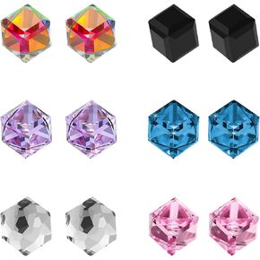 NEWITIN 6 أزواج من الأقراط المغناطيسية للرجال من الفولاذ المقاوم للصدأ الأقراط المغناطيسية للرجال مشبك على الأقراط غير المثقوبة المرصعة بأحجار الزركونيا المكعبة الماس المغناطيسي in Kuwait