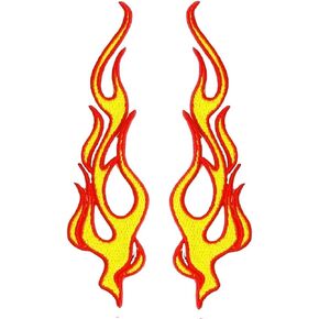 Lot of 2 Flame Fire Patch Flame Danger Warning Cartoon Patch Kids Embroidered Applique Craft Handmade Baby Kid Girl Women Clothes