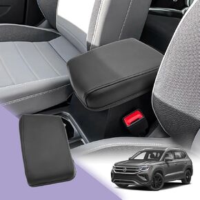 LUWU for 2022-2024 Volkswagen Taos Center Console Cover 2024 Volkswagen Taos Accessories VW Taos Armrest Cover Taos VW Center Console Pad Taos S/SE/SEL Armrest Console Cover Soft Leather (Black)