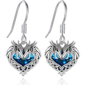 Horse/Dragon/Wolf Earrings for Women 925 Sterling Silver Celtic Knot Horse/Dragon/Wolf Earrings with Crystal Animal Jewelry Gifts for Women Girls