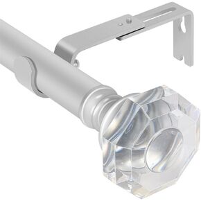 curtain rod 72-144 inch,1 inch Decorative,Matte Silver Acrylic Diamond Finial
