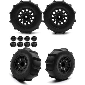12mm/14mm Hex RC Wheels and Tires for 1/10 Slash 2WD 4×4 4wd,Arrm a Senton Axia1 Redcat Rc4wd Hex Detachable Replacement Snow Tires Desert Tires,4pcs Rc Truck Tires,Black