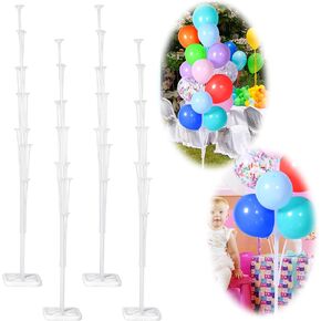 4 Sets Balloon Stand Kits 63 Inch Height Clear Balloon Stand Holder Balloon Sticks Balloon Stands for Floor Balloon Holders for Table Balloon Centerpiece Stand for Birthday Wedding Party Balloon Decor