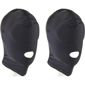 2PCS Full Cover Zentai Hood Mask Halloween Faceless Mask Elastic Face Mask Black Breathable Open Mouth Mask Cosplay Halloween Costume Hood Unisex Headgear Mardi Gras Masquerade Mask Skin Masks