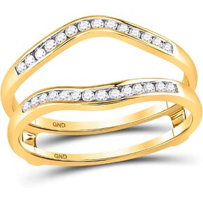 14K Yellow Gold Womens Round Diamond Channel Set Wrap Guard Enhancer 1/4 Cttw For Womens Engagement Wedding Anniversary Ring Band
