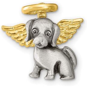 Solid Pewter and Gold-tone Dog Angel Lapel Pin