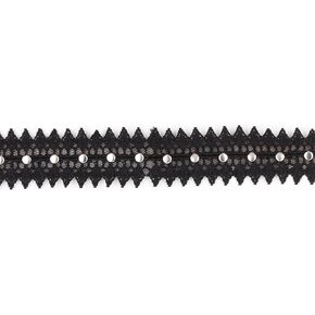 Trims by the Yard 5 Yards of Annalise Lace Embellished with 3MM Round Silver Studs Trim, Black