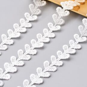 White Heart Lace Trim, 15 Yards Vintage Lace Ribbon Embroidered Applique Lace Edging Trimming Fabric for Sewing, Clothing Wide 1.4cm