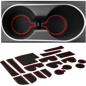 CupHolderHero fits Hyundai Elantra Accessories 2017-2018 Premium Custom Interior Non-Slip Anti Dust Cup Holder Inserts, Center Console Liner Mats, Door Pocket Liners 18pc Set (Red Trim)