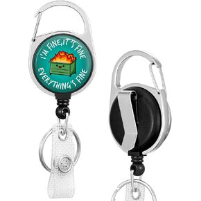 Evil Eye Badge Reels Holder Retractable Keychain Heavy Duty with ID Clip for Key Card Name Tag Trendy Nurse Work Office Key Retractor Leash Black Metal Carabiner Belt Clip ZJK580