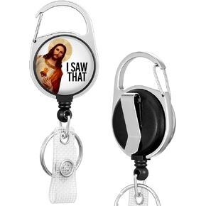 Evil Eye Badge Reels Holder Retractable Keychain Heavy Duty with ID Clip for Key Card Name Tag Trendy Nurse Work Office Key Retractor Leash Black Metal Carabiner Belt Clip ZJK580