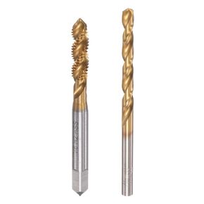 uxcell M6 x 1 Spiral Flute Tap and 5.0mm Twist Drill Bit Set, Metric Titanium Plated 6542 High Speed Steel Machine Threading Screw Thread Tap Drilling Tool