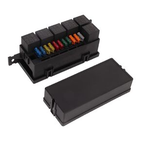 11 Slot Relay Box 6 Relays Universal Waterproof Relay Box with 11 Blade for Automotive Marine Boat Truck
