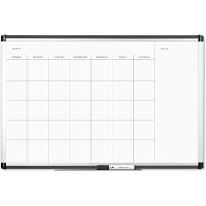 U Brands PINIT Magnetic Dry-Erase Monthly Calendar Board, 35 X 23 Inches, Silver Aluminum Frame