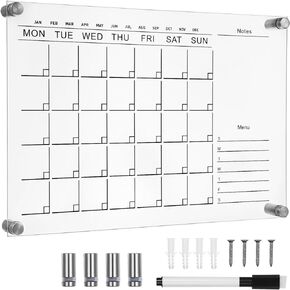 1 Set Acrylic Magnetic Dry Erase Board Clear Acrylic Whiteboard Magnetic Acrylic Calendar Clear Dry Erase Board Calendar Clear Write Board Acrylic Dry Erase Board for Refrigerator