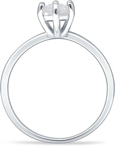 6 Claw Elongated Hexagon Solitaire Ring Cubic Zirconia Wedding Engagement Ring Solid 925 Sterling Silver in Saudi Arabia
