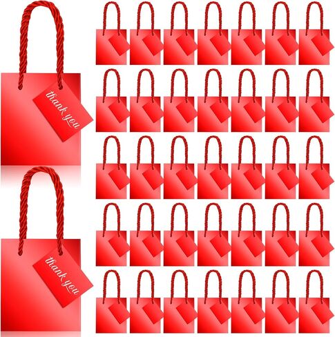 Nuanchu 50 Pcs Mini Gift Bags Bulk, 4 x 2.75 x 4.5 Inch Paper Bags with Gift Tags, Extra Small Metallic Paper Totes with Handles for Birthday Weddings Baby Showers Party Favors Gifts (Gold) in Saudi Arabia