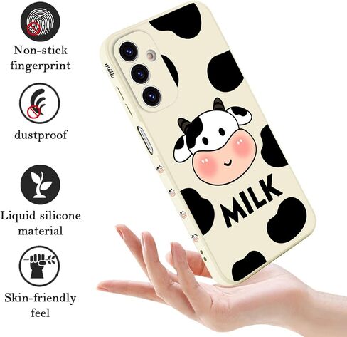 for Samsung Galaxy A15 5G/4G Case,Milk Cow Creative Pattern Design Silicone A15 Phone Cover Soft Ultra Drop Protection Thin Scratch Resistant Microfiber Lining Inner for Women in Saudi Arabia
