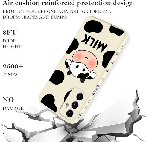 for Samsung Galaxy A15 5G/4G Case,Milk Cow Creative Pattern Design Silicone A15 Phone Cover Soft Ultra Drop Protection Thin Scratch Resistant Microfiber Lining Inner for Women in Saudi Arabia