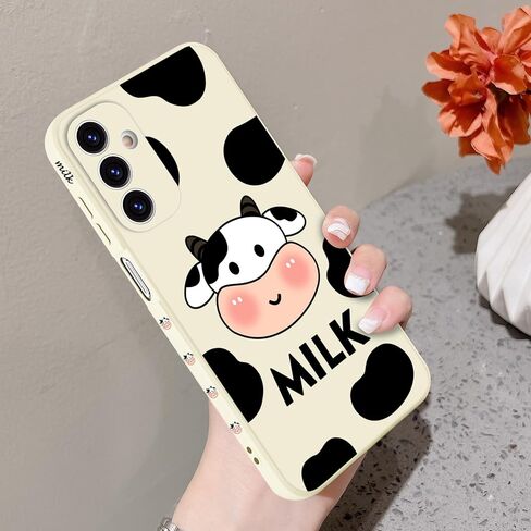 for Samsung Galaxy A15 5G/4G Case,Milk Cow Creative Pattern Design Silicone A15 Phone Cover Soft Ultra Drop Protection Thin Scratch Resistant Microfiber Lining Inner for Women in Saudi Arabia