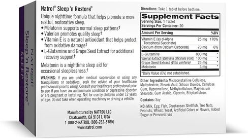 Natrol Sleep N Restore Sleep Support 20 Tablets (Pack of 6) in Kuwait