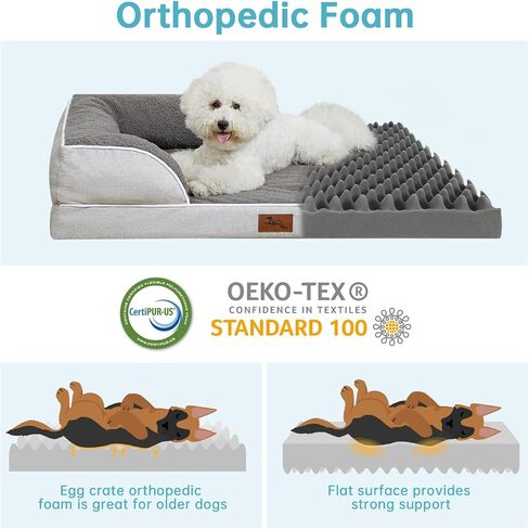 Dog Bed for X Large Dogs,Orthopedic Egg Memory Foam Dog Bed with Bolster, Breathable & Waterproof Dog Sofa Bed-Removable Washable Cover & Nonslip Bottom in Saudi Arabia