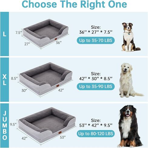 Dog Bed for X Large Dogs,Orthopedic Egg Memory Foam Dog Bed with Bolster, Breathable & Waterproof Dog Sofa Bed-Removable Washable Cover & Nonslip Bottom in Saudi Arabia