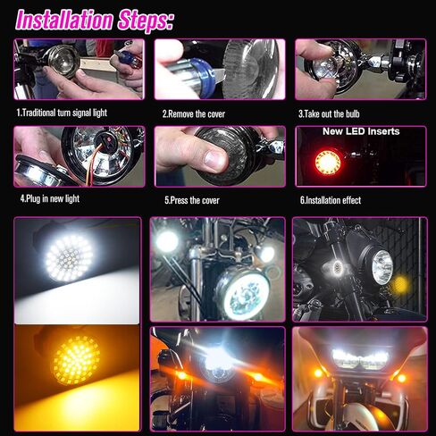 2 قطعة 1156 LED أضواء إشارة الانعطاف الخلفية باللون الأبيض، السوبر مشرق 60 المصابيح 2 ''1156 دراجة نارية LED مجموعات للدراجات النارية S oftail رصاصة على غرار B رابط مصباح. (1157/BAY15D أبيض + كهرماني) in Kuwait