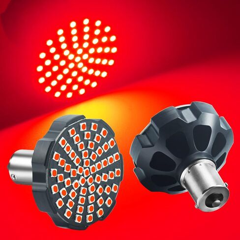 2 قطعة 1156 LED أضواء إشارة الانعطاف الخلفية باللون الأبيض، السوبر مشرق 60 المصابيح 2 ''1156 دراجة نارية LED مجموعات للدراجات النارية S oftail رصاصة على غرار B رابط مصباح. (1157/BAY15D أبيض + كهرماني) in Kuwait