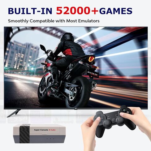 وحدة تحكم ألعاب Kinhank Retro، وحدة تحكم Super Console X Cube Emulator مع أكثر من 52,000 لعبة فيديو، وحدات تحكم ألعاب تدعم إخراج 4K HD، 4 منافذ USB، ما يصل إلى 5 لاعبين، LAN/WiFi، 2 لوحة ألعاب، أفضل الهدايا in Kuwait