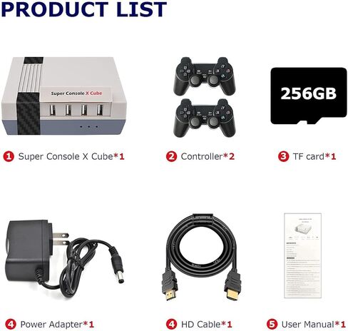 وحدة تحكم ألعاب Kinhank Retro، وحدة تحكم Super Console X Cube Emulator مع أكثر من 52,000 لعبة فيديو، وحدات تحكم ألعاب تدعم إخراج 4K HD، 4 منافذ USB، ما يصل إلى 5 لاعبين، LAN/WiFi، 2 لوحة ألعاب، أفضل الهدايا in Kuwait
