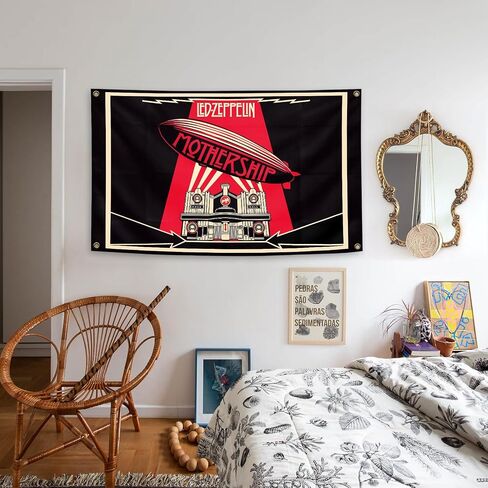 Generic Guitar Rock Band L-ed Music Album Z-eppelin Cover 3×5 Feet Wall Tapestry Is Suitable For Indoor and Outdoor Home Decoration Such As Dormitories Living Rooms Etc, red in Saudi Arabia