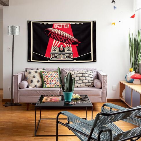Generic Guitar Rock Band L-ed Music Album Z-eppelin Cover 3×5 Feet Wall Tapestry Is Suitable For Indoor and Outdoor Home Decoration Such As Dormitories Living Rooms Etc, red in Saudi Arabia