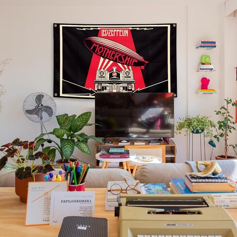 Generic Guitar Rock Band L-ed Music Album Z-eppelin Cover 3×5 Feet Wall Tapestry Is Suitable For Indoor and Outdoor Home Decoration Such As Dormitories Living Rooms Etc, red in Saudi Arabia