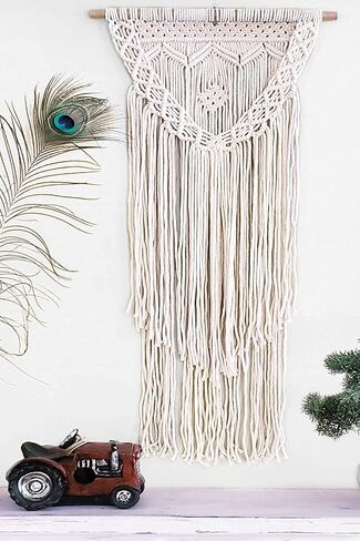 Boho Black Macrame Wall Hanging Woven Decor - Black 16 x 36 Inches Modern Bohemian Farmhouse Wall Art Tapestry Decor for House, Apartment, Dorm Room, Nursery, Party Decorations, Wedding, Wall Ornament in Saudi Arabia