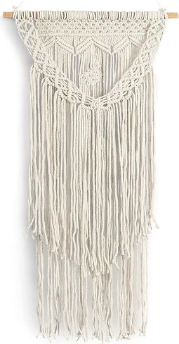 Boho Black Macrame Wall Hanging Woven Decor - Black 16 x 36 Inches Modern Bohemian Farmhouse Wall Art Tapestry Decor for House, Apartment, Dorm Room, Nursery, Party Decorations, Wedding, Wall Ornament in Saudi Arabia