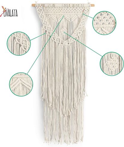 Boho Black Macrame Wall Hanging Woven Decor - Black 16 x 36 Inches Modern Bohemian Farmhouse Wall Art Tapestry Decor for House, Apartment, Dorm Room, Nursery, Party Decorations, Wedding, Wall Ornament in Saudi Arabia