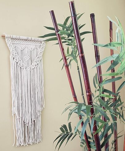 Boho Black Macrame Wall Hanging Woven Decor - Black 16 x 36 Inches Modern Bohemian Farmhouse Wall Art Tapestry Decor for House, Apartment, Dorm Room, Nursery, Party Decorations, Wedding, Wall Ornament in Saudi Arabia