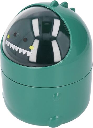 Zunate Mini Desktop Trash Can, Cute Baby Dinosaur Removable Small Garbage Can, Tiny Plastic Trash Bin with Lid/Nonslip Bottom, for Bathroom/Office/Kitchen/Desk/Coffee (Green Baby Dinosaur) in Saudi Arabia