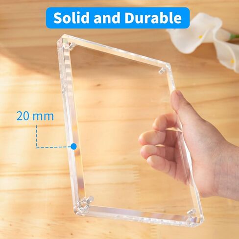 AITEE 5x7 Acrylic Picture Frame: Clear Picture Frames with Magnetic Stand - Magnetic Acrylic Photo Frame - Diamond-Edge Design - Modern Floating Lucite Frameless Frame Gift for Desktop Display in Saudi Arabia